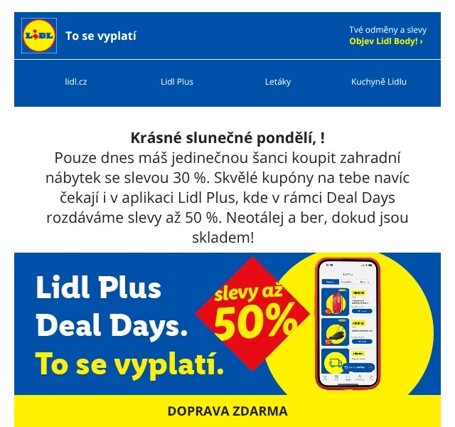 Lidl: Zahradní nábytek -30 % + slevy až -50 % – červen 2026