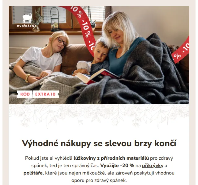 Ovečkárna: Lůžkoviny až -20 % a extra -10 % na deky – červen 2026 | Nuslet.cz
