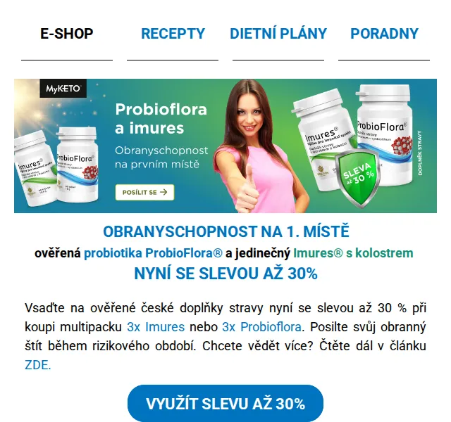 MyKETO: Probioflora a Imures se slevou až 30 % – červen 2026 | Nuslet.cz