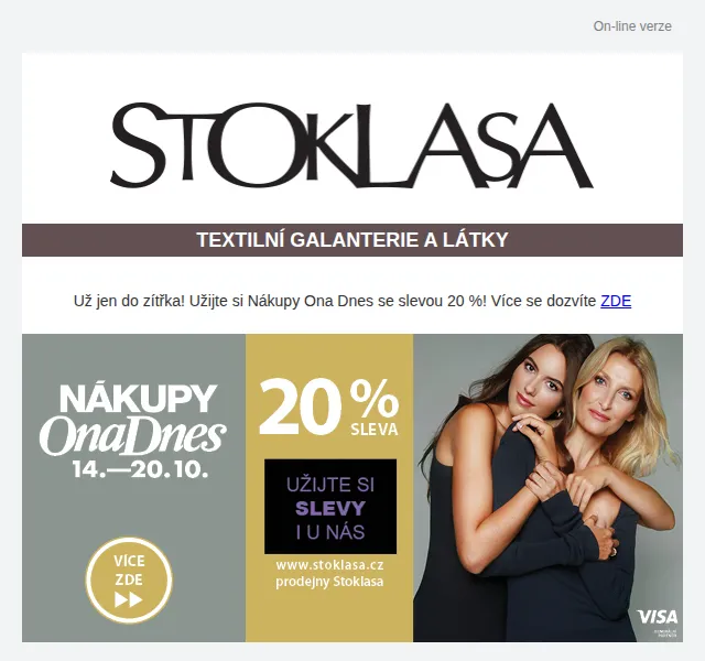 Stoklasa: Sleva 20 % na celý sortiment – červen 2026 | Nuslet.cz