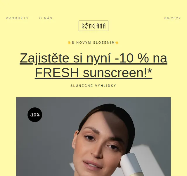 RINGANA: -10 % na FRESH sunscreen a nové složení – červen 2026 | Nuslet.cz