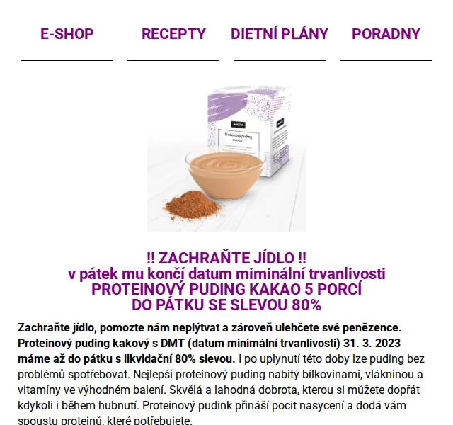 MyKETO: Proteinový puding kakao 80% sleva – červen 2026 | Nuslet.cz