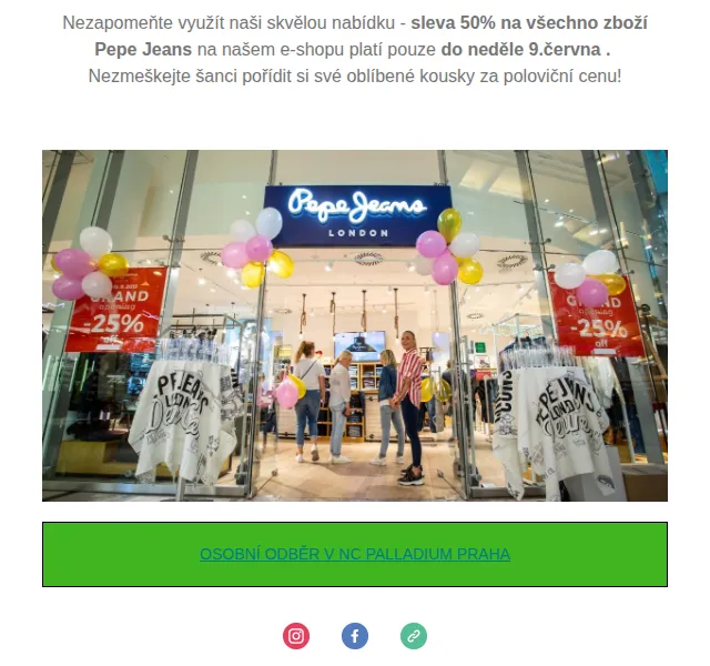 Pepe Jeans: sleva 50 % na vše – červenec 2026 | Nuslet.cz