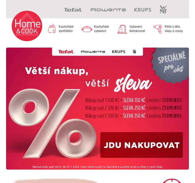 Home & Cook: Slevy až 350 Kč na Tefal a Rowenta – červen 2026 | Nuslet.cz