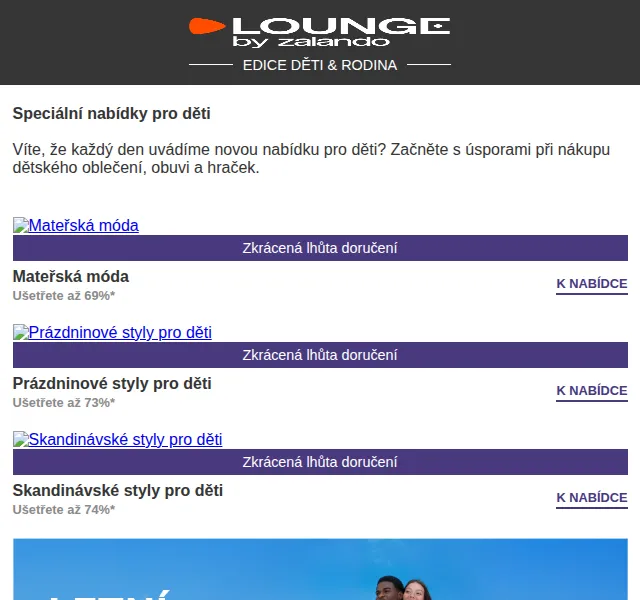 Lounge by Zalando: Edice Děti & Rodina slevy až 74 % – červen 2026 | Nuslet.cz