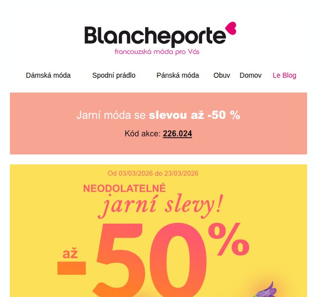 Blancheporte: až -50 % v jarních slevách – duben 2026 | Nuslet