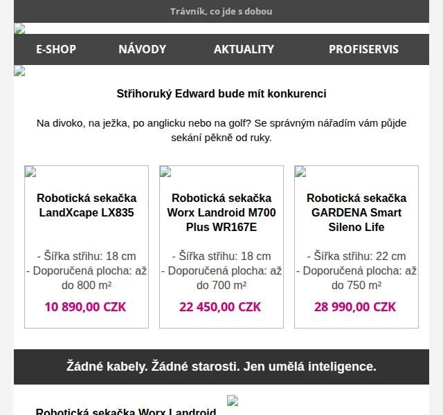 HORNBACH: Robotické sekačky Worx, Gardena a Bosch – červen 2026 | Nuslet.cz