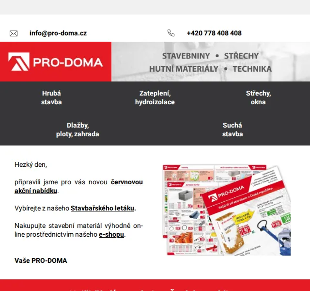 Pro-doma: Stavbařský leták červen 2026 – cihly, omítky, nářadí | Nuslet.cz