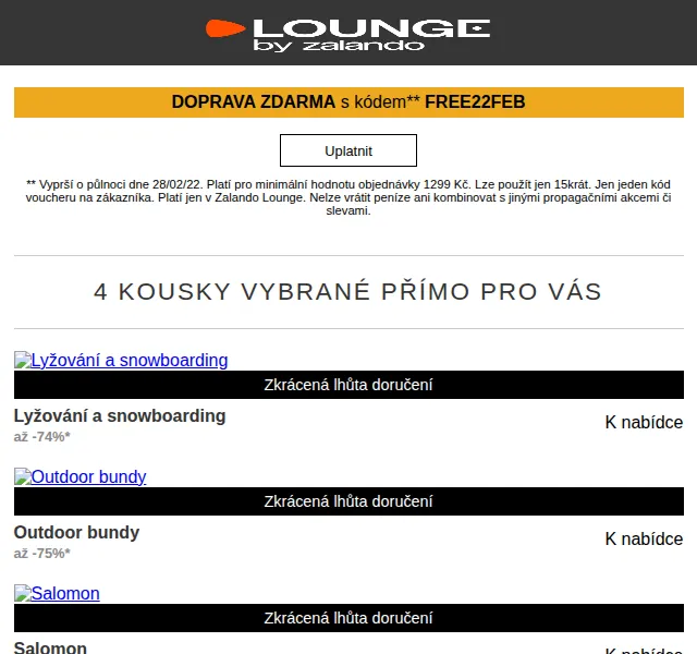 Lounge by Zalando: Salomon a Osprey se slevou až 75 % – červen 2026 | Nuslet.cz