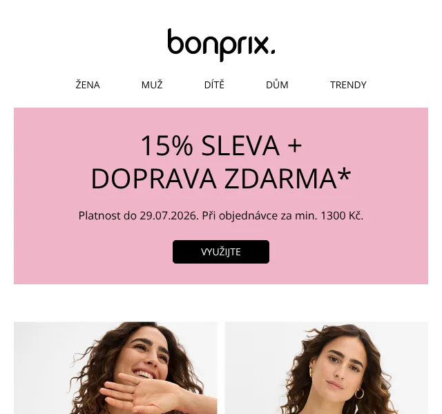 Bonprix: 15 % sleva na trička a módu – červenec 2026