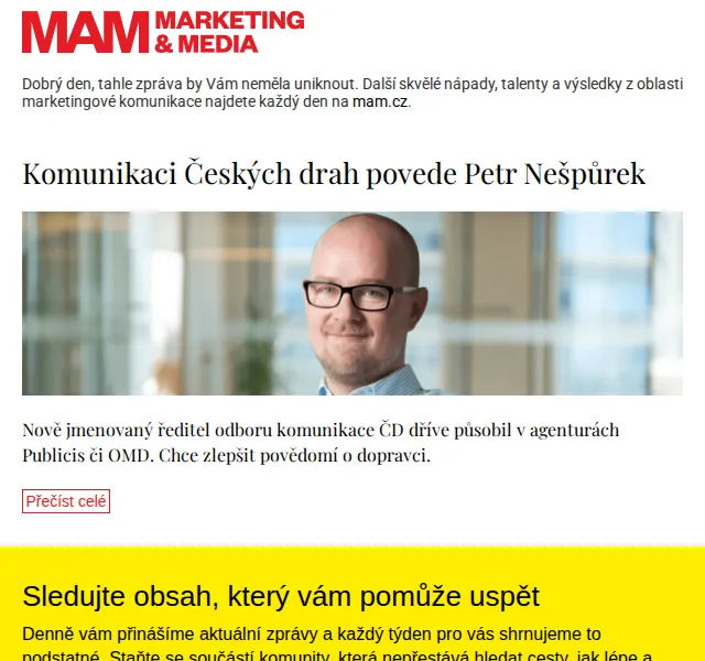 Marketing & Media: Komunikaci ČD povede Nešpůrek – červenec 2026 | Nuslet.cz