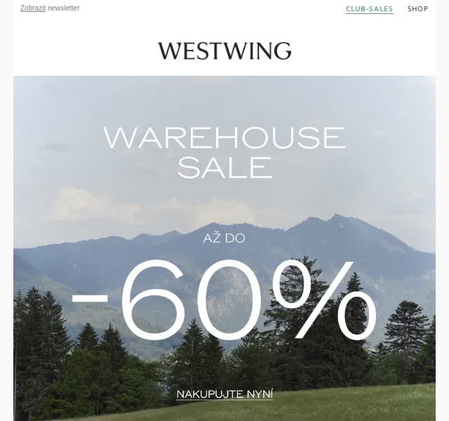 Westwing: Velký výprodej skladu –60 % | červenec 2026 | Nuslet.cz