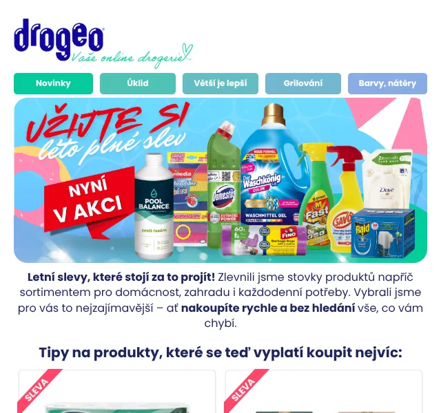 Drogeo: Domestos, Savo slevy až -20 % – červenec 2026