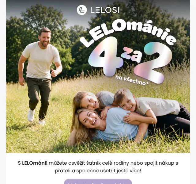 LELOSI: Slevový kód 4FOR2 — až 50 % sleva — srpna 2026