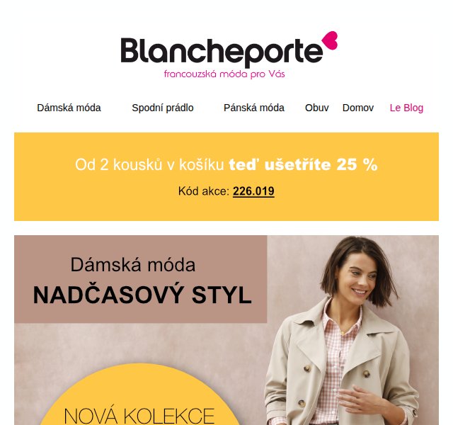 Blancheporte: Nadčasové kousky s 25% slevou – duben 2026