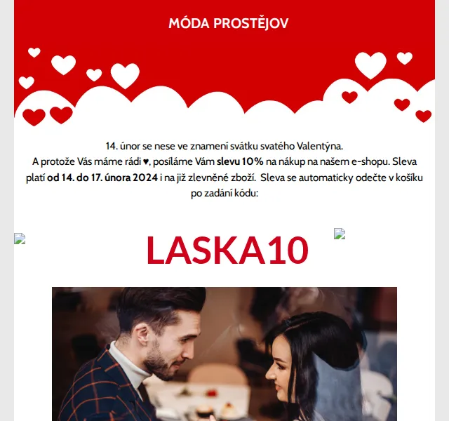 Móda Prostějov: Valentýnská sleva 10 % – únor 2026 | Nuslet.cz