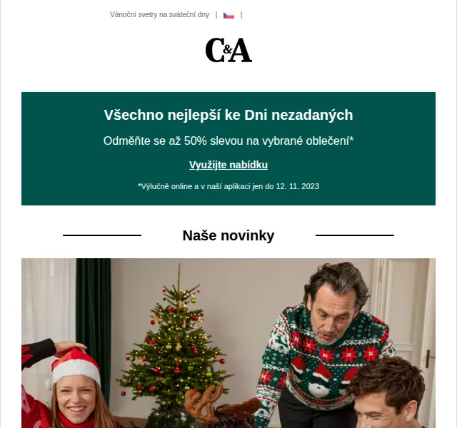 C&A: Až 50% sleva na vánoční svetry – červen 2026 | Nuslet.cz