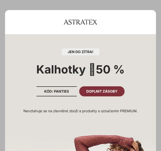 Astratex.cz: kalhotky se slevou 50 % – září 2026