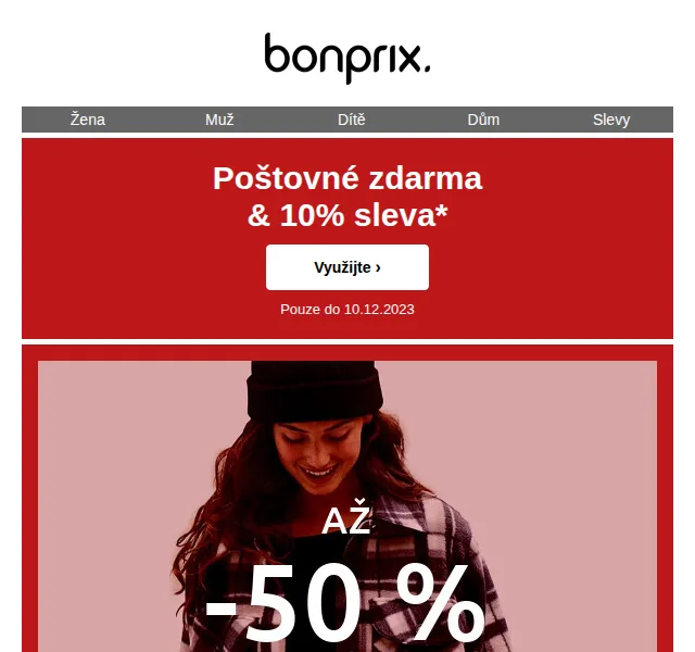 bonprix: Až -50 % v ZIMNÍCH SLEVÁCH + poštovné a 10 % sleva – červen 2026 | Nuslet.cz