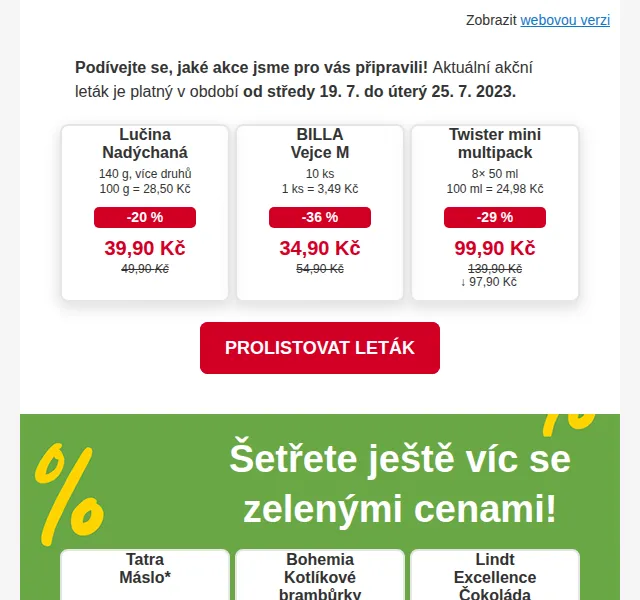 Billa: Slevy až 63 % v akčním letáku – červenec 2023 | Nuslet.cz