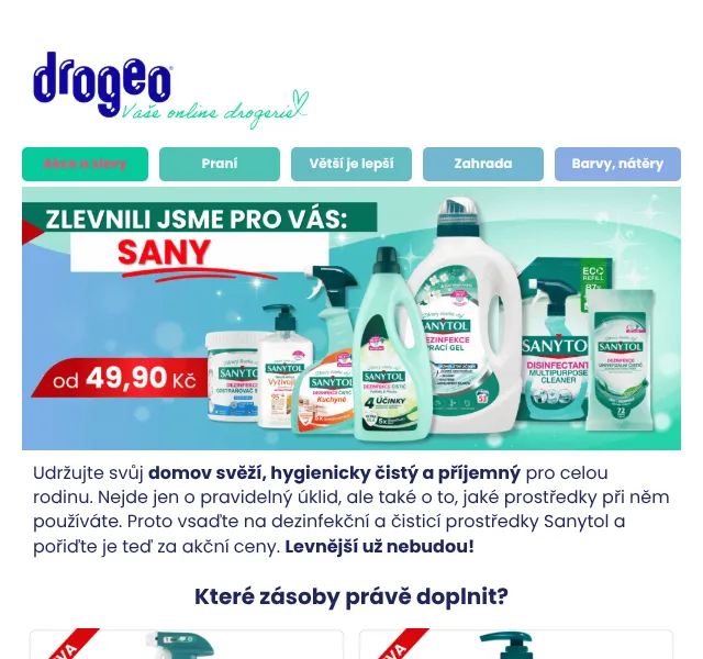Drogeo: Sanytol sleva až 19 % – září 2026