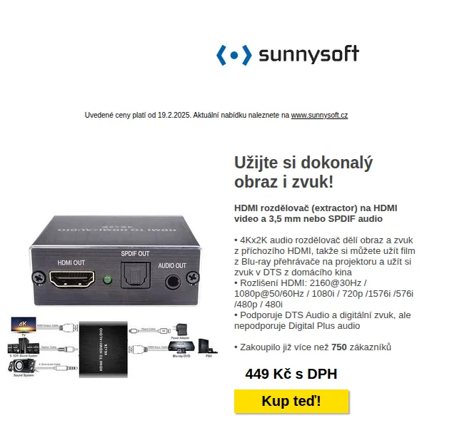 Sunnysoft: HDMI extractory, chytré hodinky Kronus – červenec 2026 | Nuslet.cz
