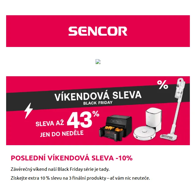 Sencor: extra 10 % sleva na 3 produkty – červen 2026 | Nuslet.cz