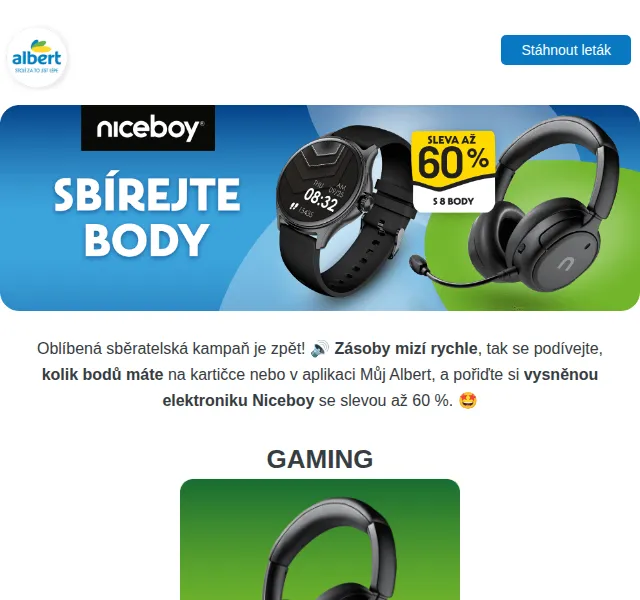 Albert: Niceboy se slevou až 60 % – červenec 2026 | Nuslet.cz