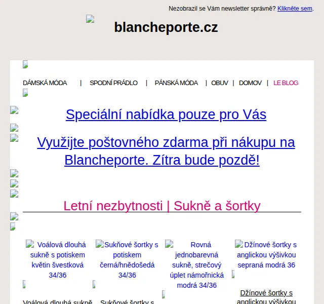 Blancheporte: Doprava zdarma jen dnes – červen 2026 | Nuslet.cz