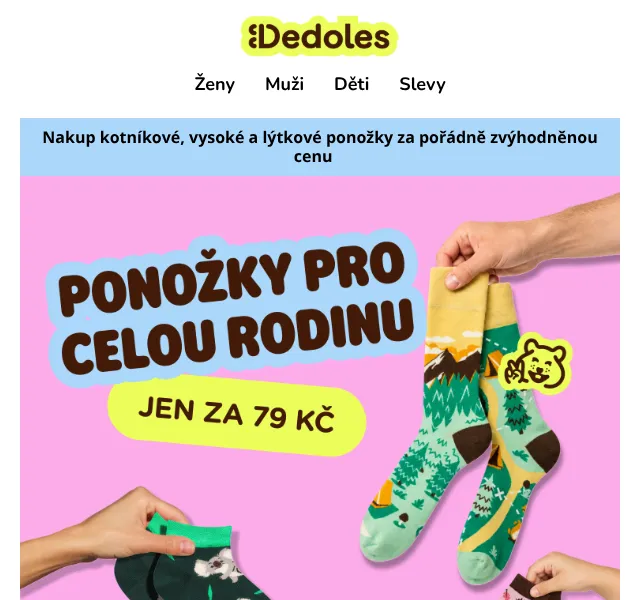 Dedoles.cz: ponožky za 79 Kč – září 2026