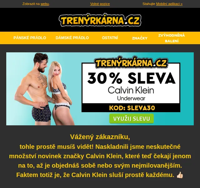 Lukáš z Trenýrkárna.cz: 30% sleva na Calvin Klein – červen 2026 | Nuslet.cz