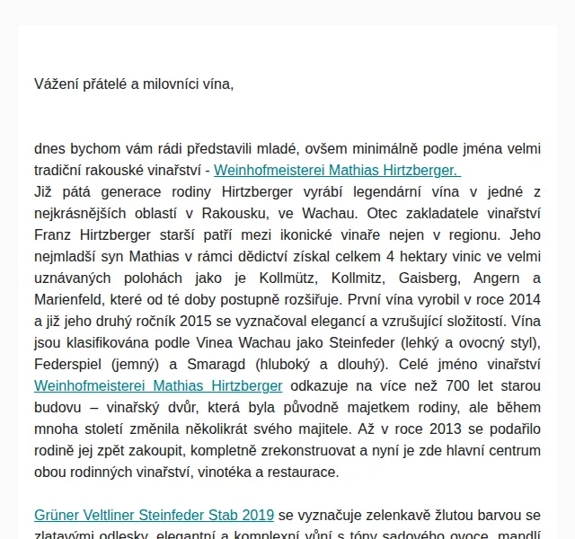 Premier Wines & Spirits: Grüner Veltliner Steinfeder 4+2 akce – červen 2026 | Nuslet.cz