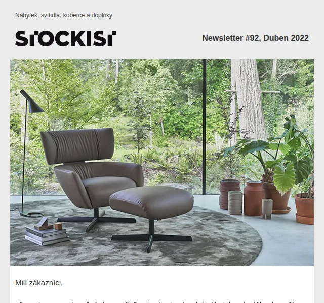Stockist: Svítidlo Orient 40% sleva, nová expozice zahradního nábytku – červen 2026 | Nuslet.cz