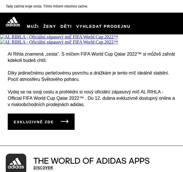 adidas: Al Rihla – oficiální míč MS 2022 – červen 2026 | Nuslet.cz