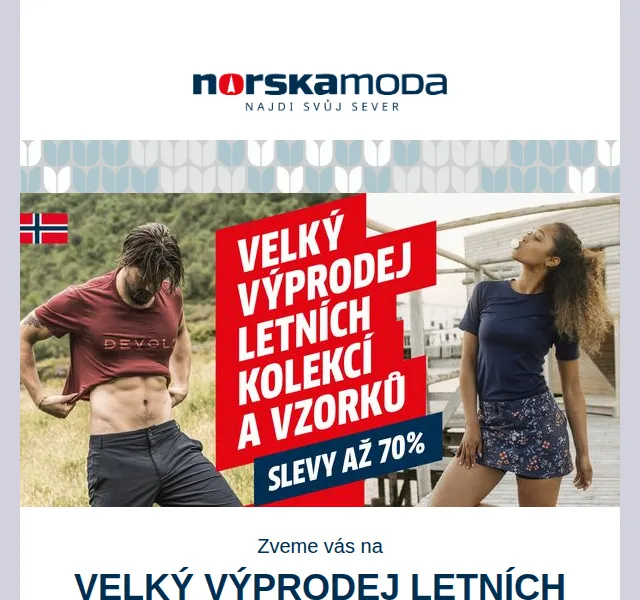 Norskamoda.cz: Výprodej letních kolekcí a vzorků se slevou až 70 % – červenec 2026 | Nuslet.cz