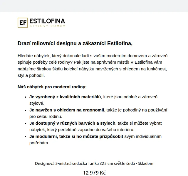 Estilofina-nabytek.cz: designový nábytek pro rodiny – červen 2026 | Nuslet.cz