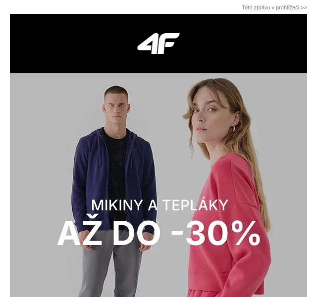 4Fstore: Mikiny a kalhoty se slevou až 30 % – červen 2026 | Nuslet.cz