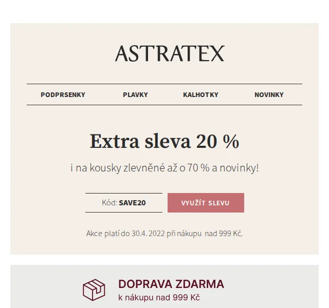 Astratex.cz: Extra sleva 20 % i na výprodej – Duben 2022 | Nuslet.cz
