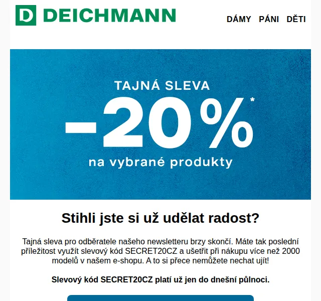 DEICHMANN: tajná sleva 20 % – červen 2026 | Nuslet.cz