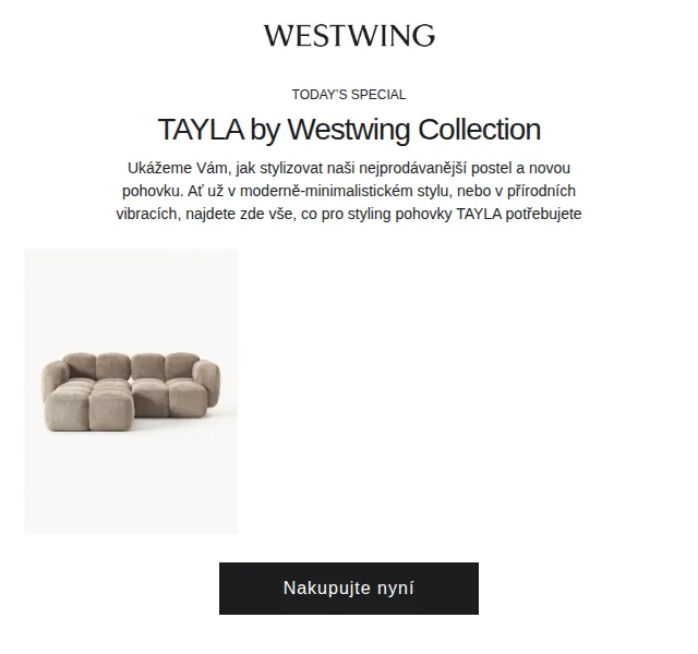 Westwing: TAYLA pohovka & postel – červenec 2026 | Nuslet.cz
