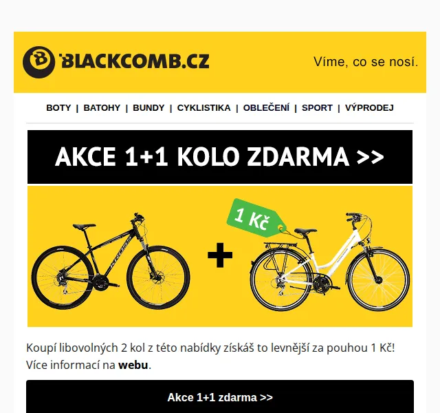 Blackcomb.cz: Kola 1+1 za 1 Kč – červen 2026 | Nuslet.cz