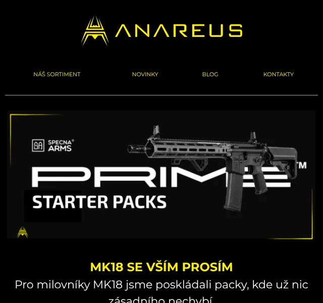 ANAREUS: MK18 Profi Prime Pack se vším – říjen 2026