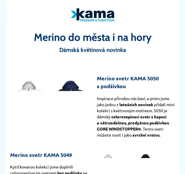 KAMA: Dámská květinová novinka a merino sety – červen 2026 | Nuslet.cz