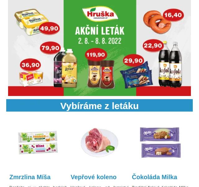 Váš HRUŠKA tým: Leták s Míša zmrzlinou a Milka čokoládou – červenec 2026 | Nuslet.cz