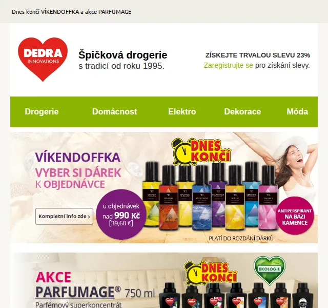 Novinky DEDRA INNOVATIONS: trvalá sleva 23 % na drogerii – červen 2026 | Nuslet.cz