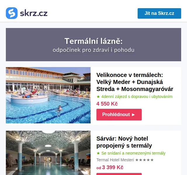 Skrz: Velikonoční termální zájezdy – červen 2026 | Nuslet.cz