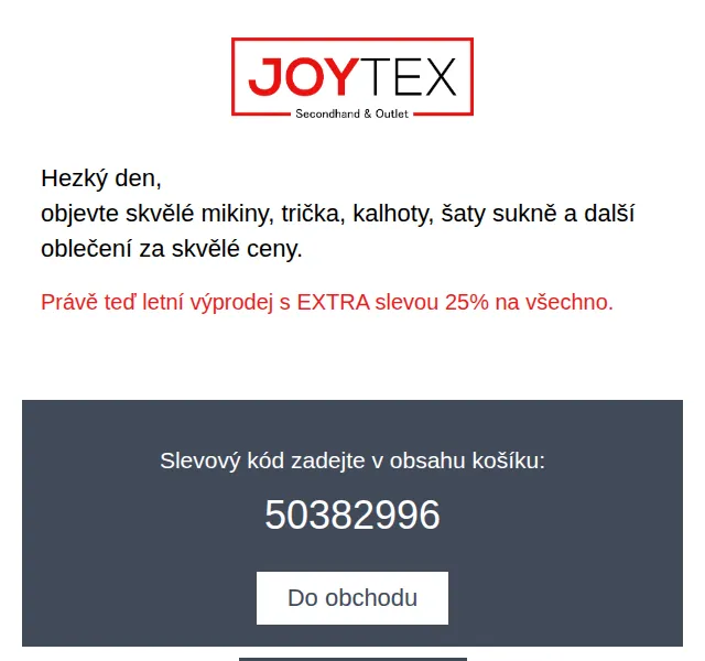 Joytex.shop: Sleva 25 % na celý nákup – červen 2026 | Nuslet.cz