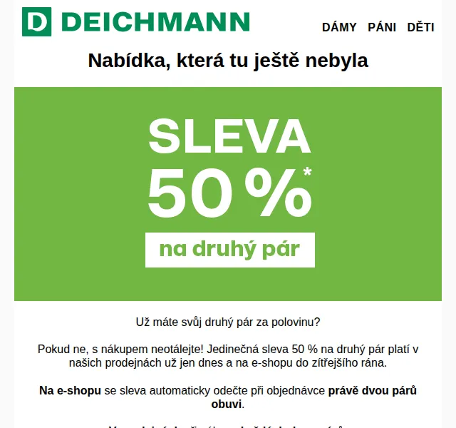 Deichmann: druhý pár za polovinu – červenec 2026 | Nuslet.cz