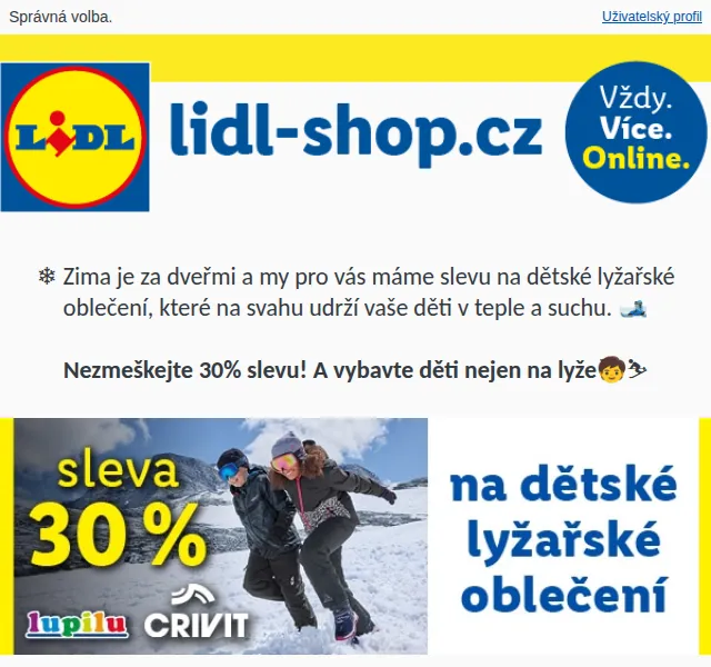 Lidl: Sleva 30 % na dětské lyžařské oblečení – červen 2026 | Nuslet.cz