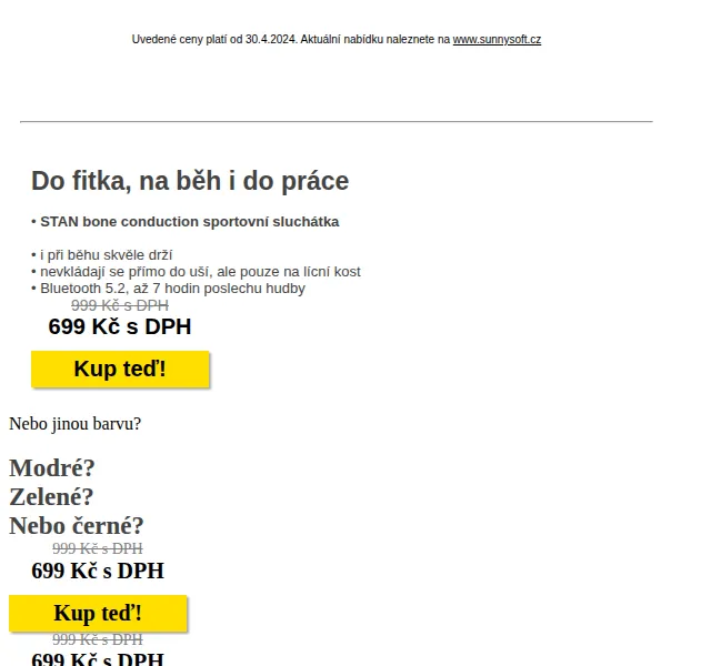 Sunnysoft: Sportovní sluchátka STAN a měnič napětí – červen 2026 | Nuslet.cz